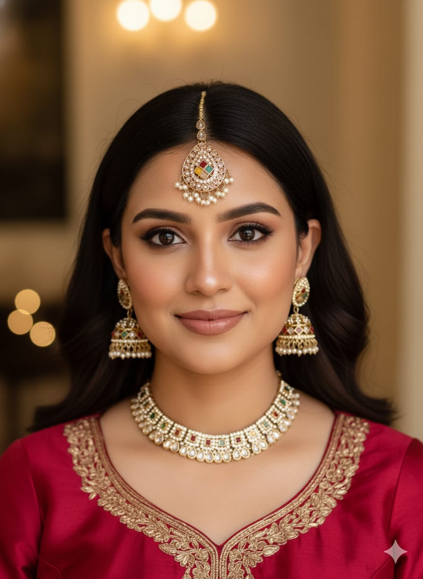 Reverse Ad Necklace With Jhumki And Tikka